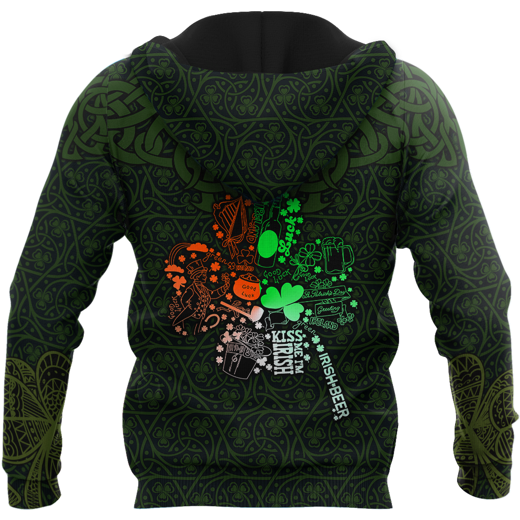 Premium Unisex Hoodie Irish St.Patrick  Drink Beer And Shamrock  ML