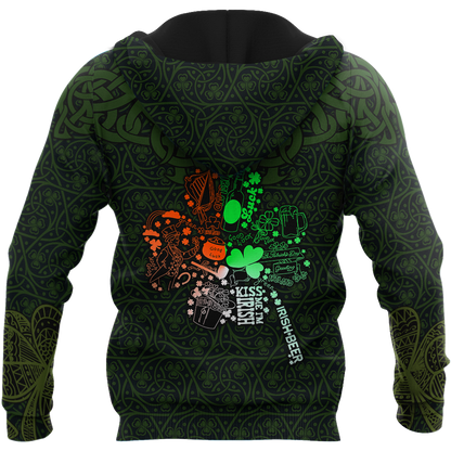 Premium Unisex Hoodie Irish St.Patrick  Drink Beer And Shamrock  ML