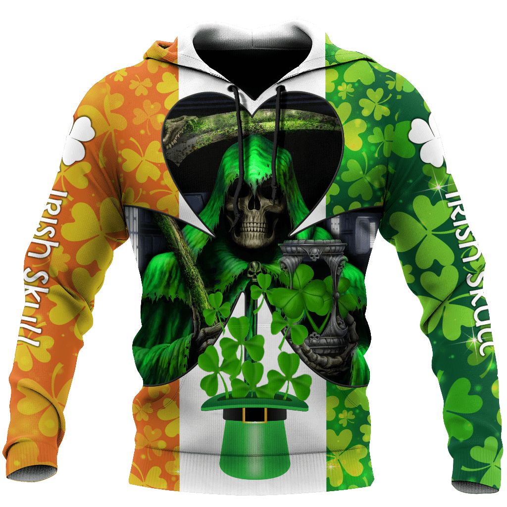 Happy St Patrick's Day Irish Skull 3D All Over Printed Unisex