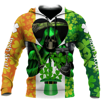 Happy St Patrick's Day Irish Skull 3D All Over Printed Unisex