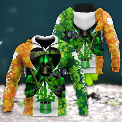 Happy St Patrick's Day Irish Skull 3D All Over Printed Unisex
