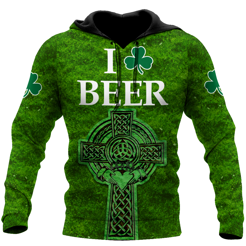 I Love Beer St.Patrick Day 3D Hoodie Shirt For Men And Women LAM
