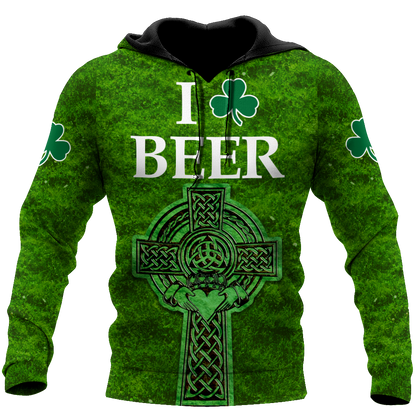 I Love Beer St.Patrick Day 3D Hoodie Shirt For Men And Women LAM