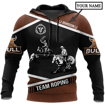 Personalized Name Bull Riding 3D All Over Printed Unisex Shirts Black Team Roping