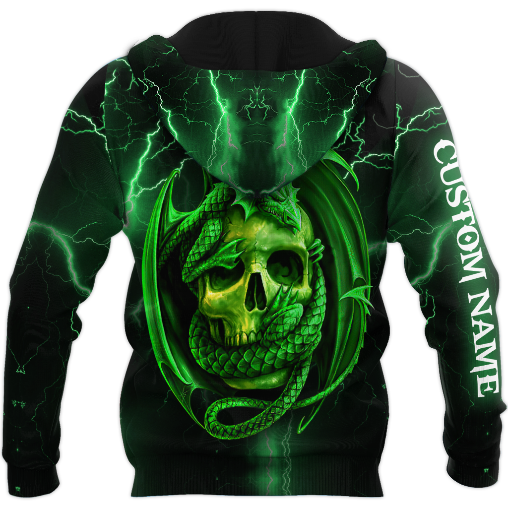 Dragon & skull green unisex hoodie NTN03042105
