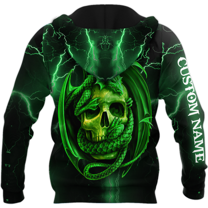 Dragon & skull green unisex hoodie NTN03042105