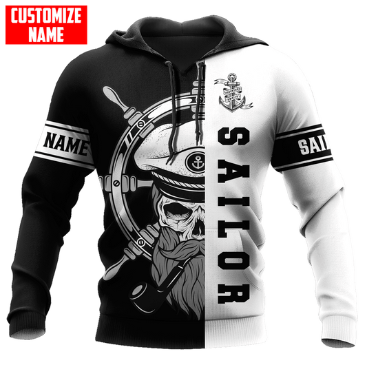 Skull Sailor on the Helm Custom name 3D printed shirts