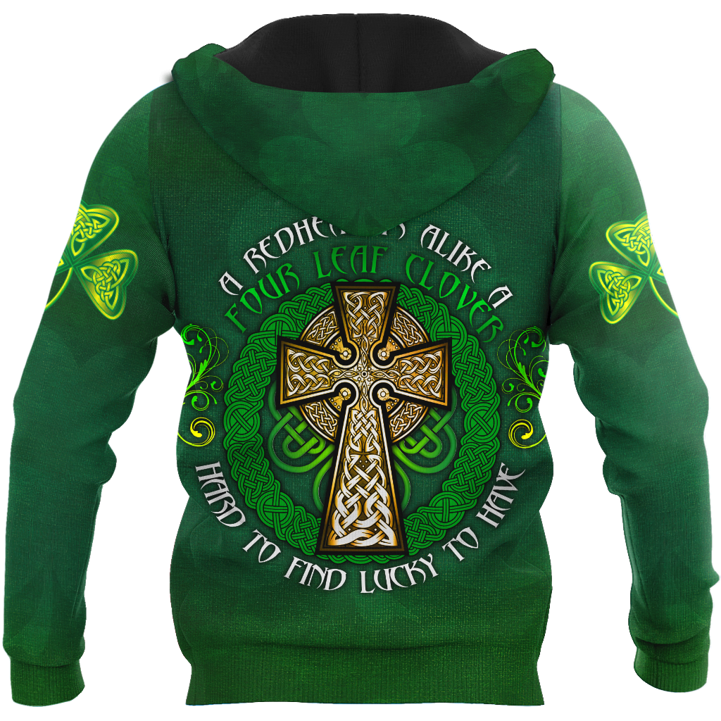 Premium Unisex Hoodie Irish St.Patrick  Celtic Cross And Shamrock  ML