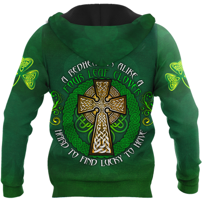 Premium Unisex Hoodie Irish St.Patrick  Celtic Cross And Shamrock  ML