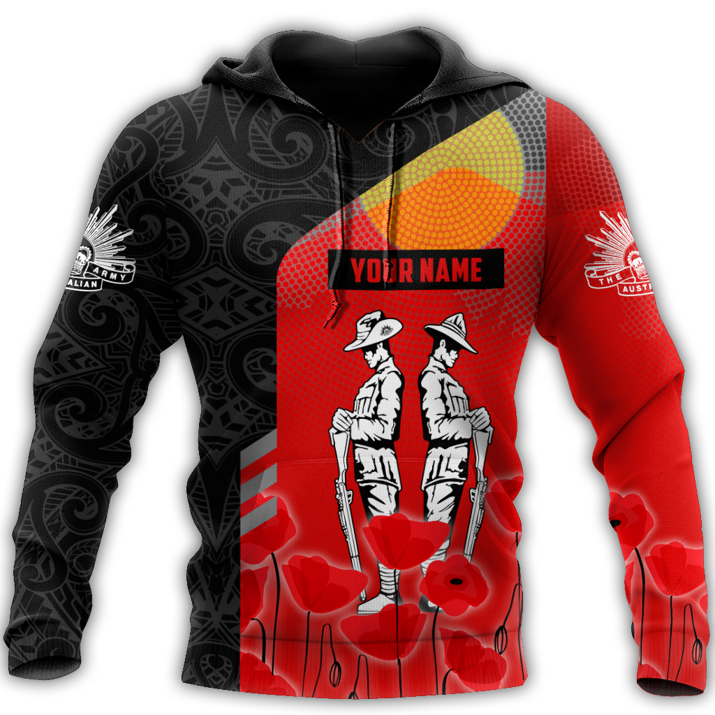 Premium Unisex Hoodie Personalized Remember Anzac Day Maori Tattoo And Aboriginal ML