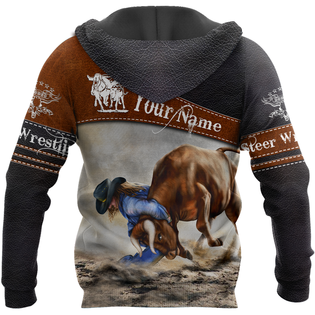 Personalized Name Bull Riding 3D All Over Printed Unisex Shirts Steer Wrestling