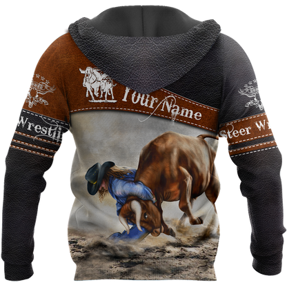 Personalized Name Bull Riding 3D All Over Printed Unisex Shirts Steer Wrestling