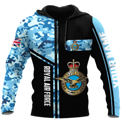 Custom name British Air Force Camo 3D Design print shirts