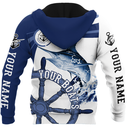 Custom name Marlin fishing boat team Catch and Release 3D Design print shirts