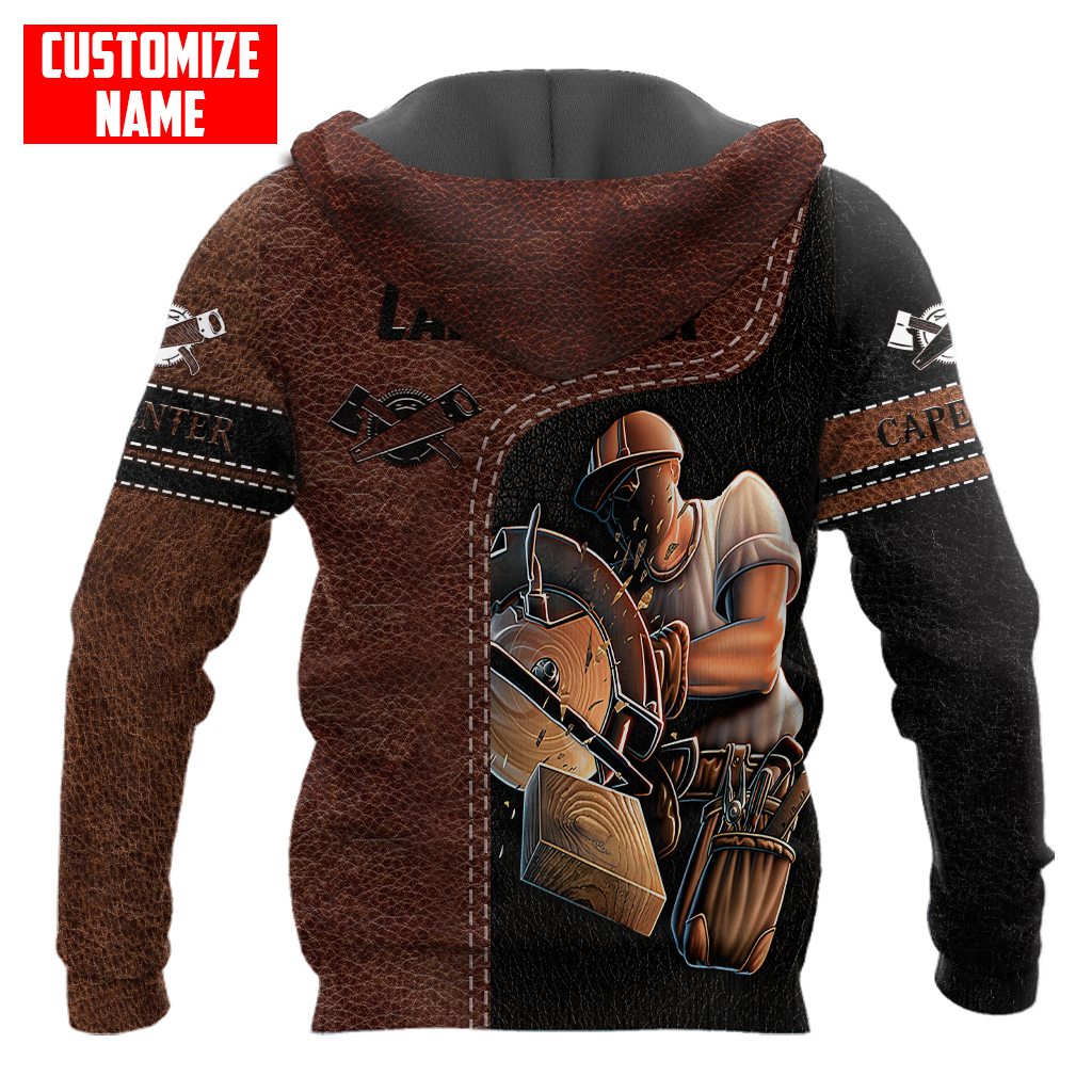 Personalized Name Carpenter 3D All Over Printed Unisex Shirts Leather Texture