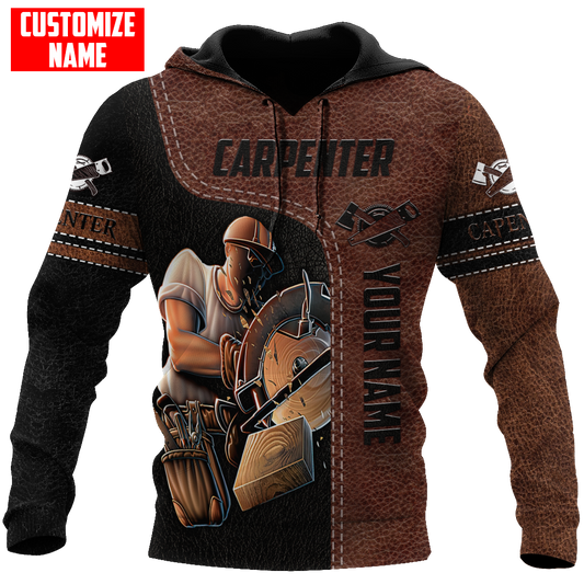 Personalized Name Carpenter 3D All Over Printed Unisex Shirts Leather Texture