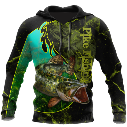 Northern Pike fishing underwater Yinyang camo 3d print shirts