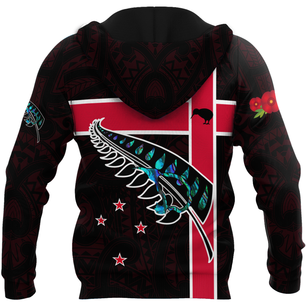 New Zealand Maori And Fern - Remember Anzac Day Premium Unisex Hoodie ML