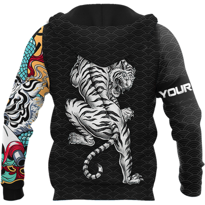 Custom Name Japanese Tiger 3D All Over Printed Unisex Shirts