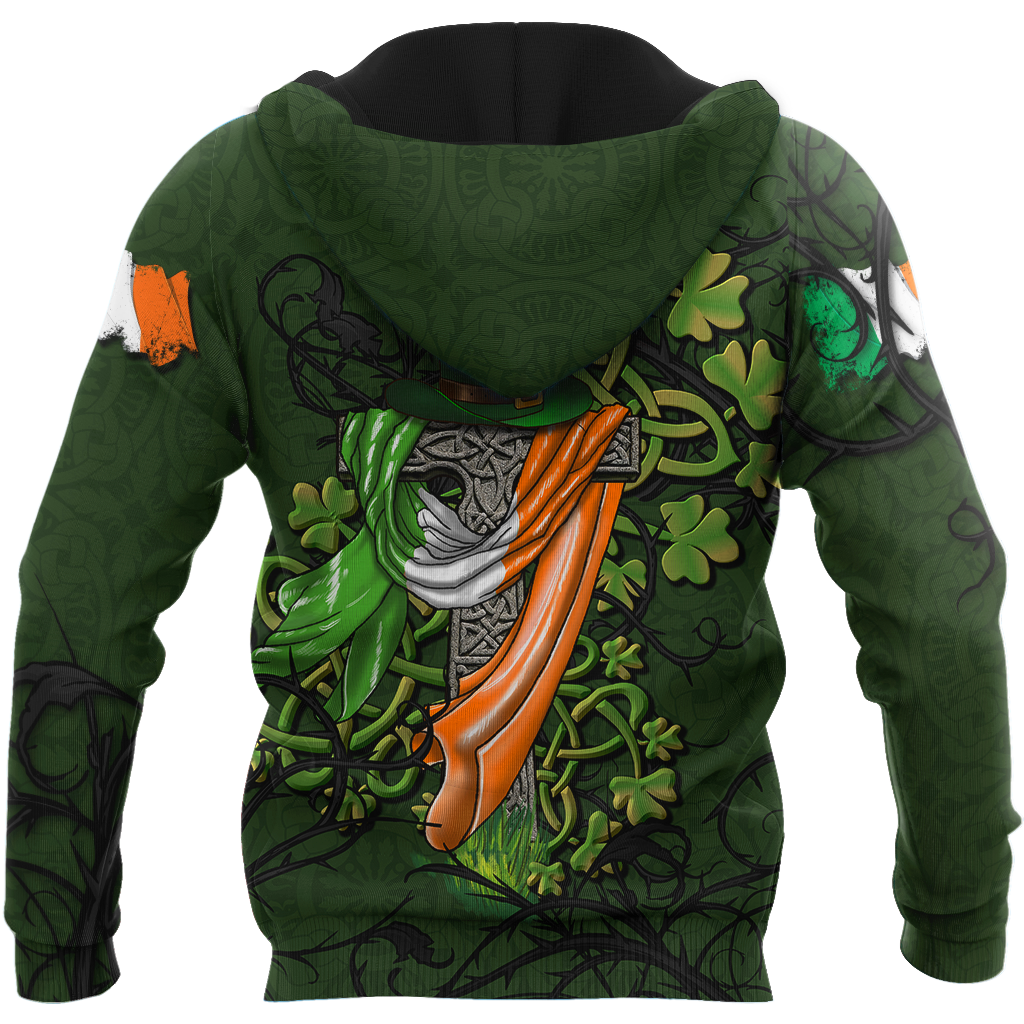 Premium Unisex Hoodie Irish St.Patrick Celtic Cross And Ireland Flag ML