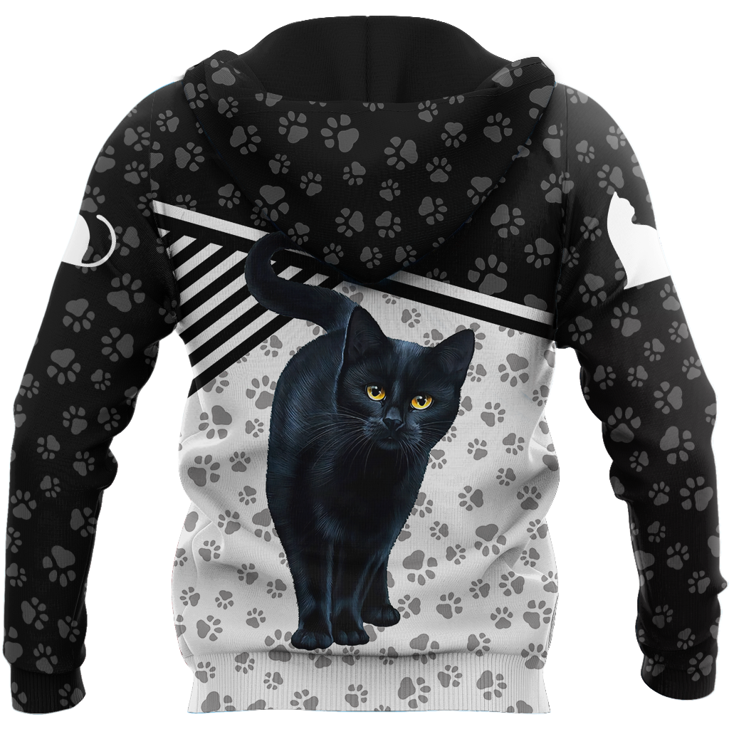 Customize Name Black Cat Hoodie For Men And Women