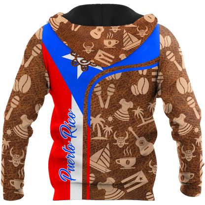 Customize Name Puerto Rico Symbol Hoodie For Men And Women