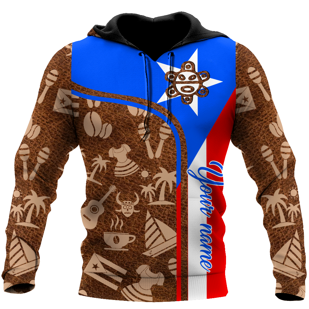 Customize Name Puerto Rico Symbol Hoodie For Men And Women