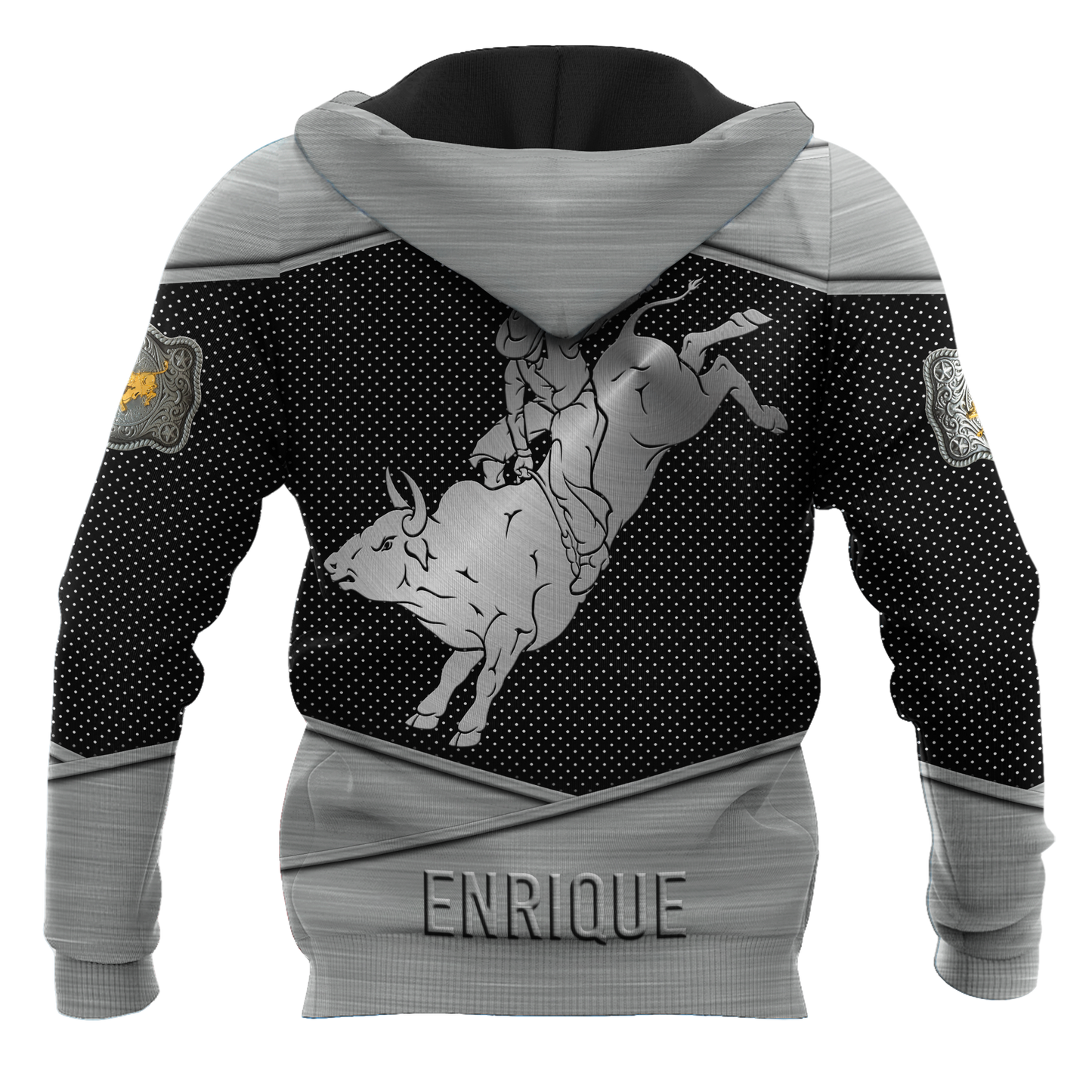 Personalized Name Bull Riding 3D All Over Printed Unisex Shirts Metal Pattern