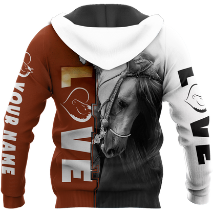 Personalized Name Premium Love Horse 3D All Over Printed Unisex Shirts