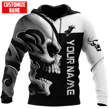 Personalized Name Rodeo Skull 3D All Over Printed Unisex Shirts Bull Riding