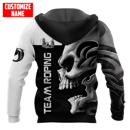 Personalized Name Rodeo Skull 3D All Over Printed Unisex Shirts Team Roping
