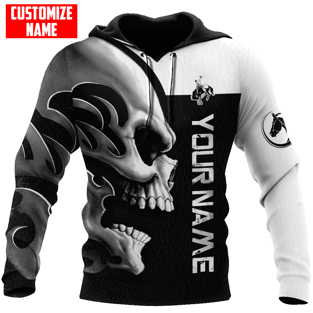 Personalized Name Rodeo Skull 3D All Over Printed Unisex Shirts Bronc Riding