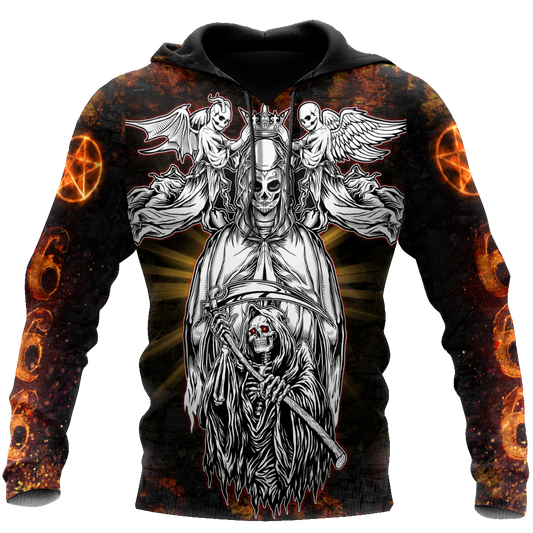 Skull Satnaic Fire Hoodie For Men And Women JJ07022101