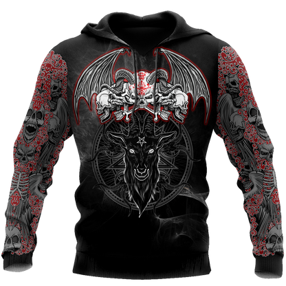 Satanic Skull Symbols Hoodie For Men And Women