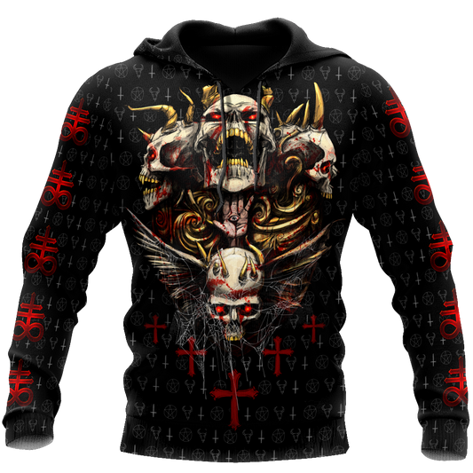 Red Eyes Skull Hoodie For Men And Women