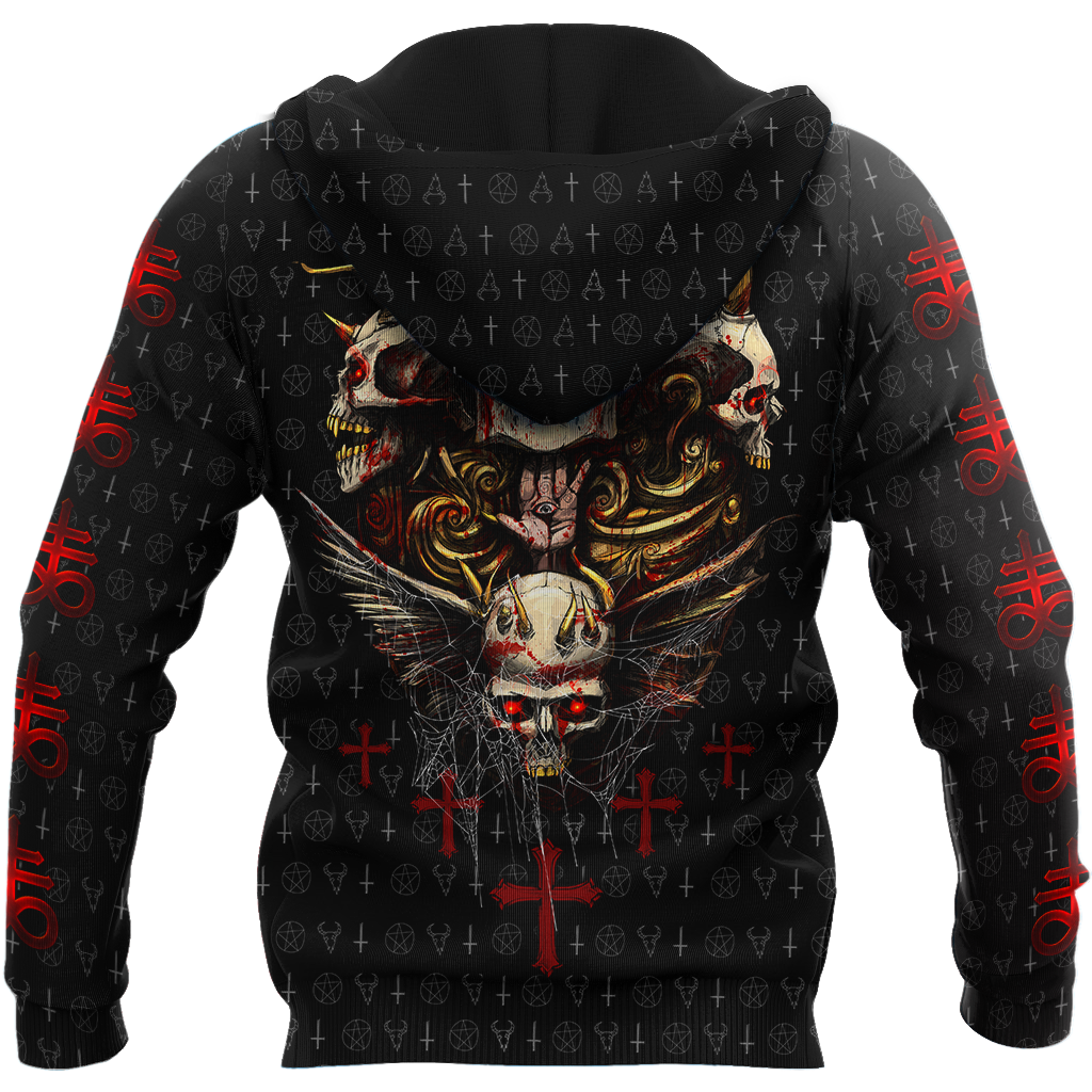 Red Eyes Skull Hoodie For Men And Women