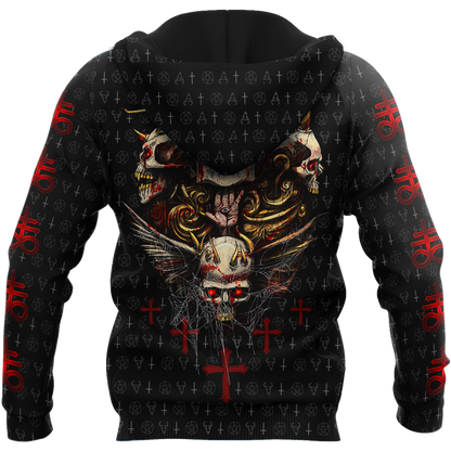 Red Eyes Skull Hoodie For Men And Women