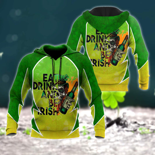 Happy St Patrick's Day Irish Skull 3D All Over Printed Unisex