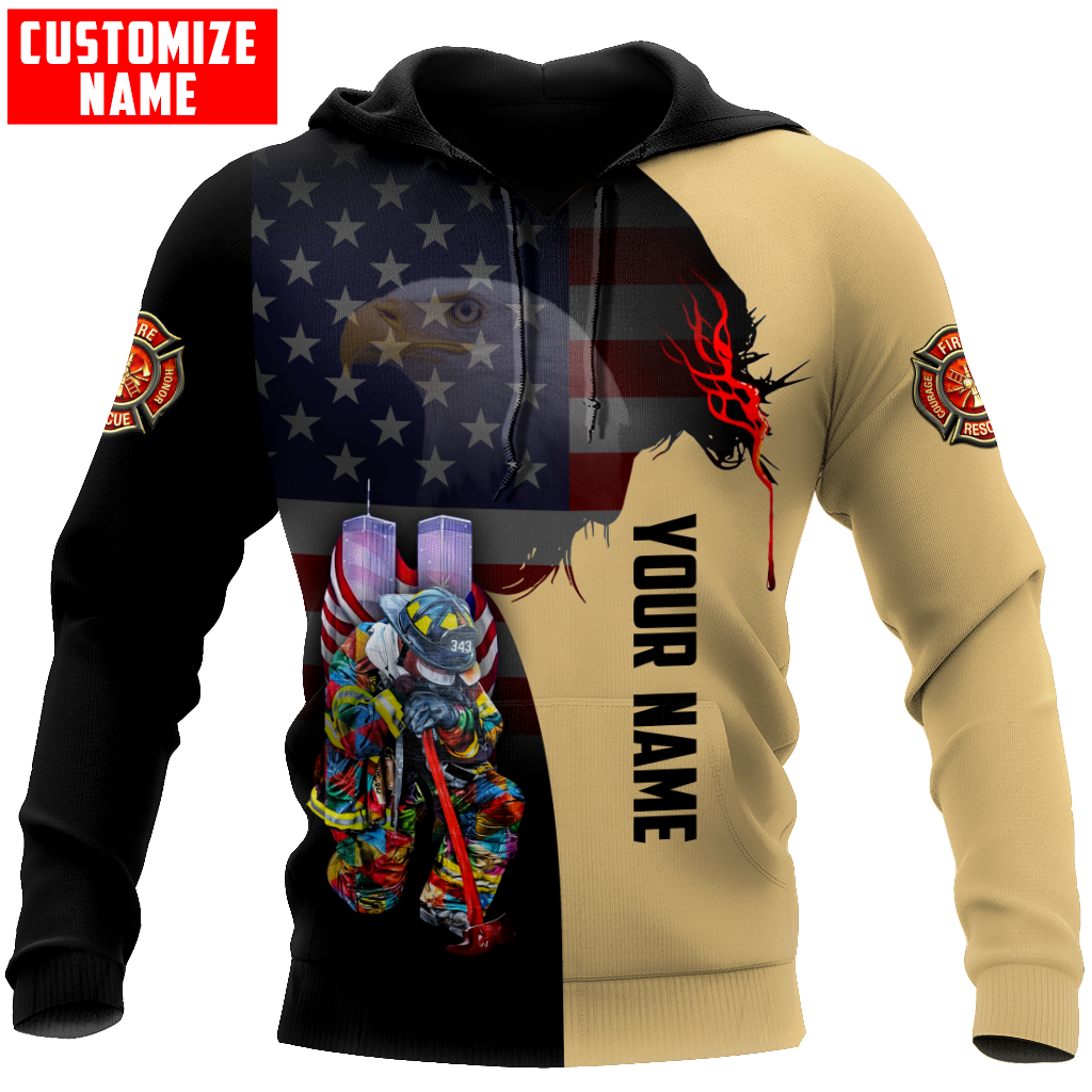 Customize Name Firefighter 3D All Over Printed Unisex Shirts