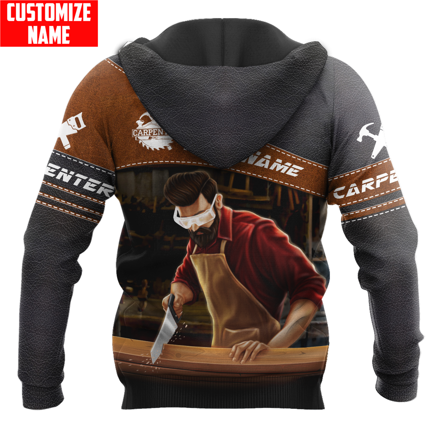 Personalized Name Carpenter 3D All Over Printed Unisex Shirts Leather Texture Ver2
