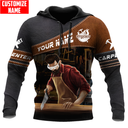 Personalized Name Carpenter 3D All Over Printed Unisex Shirts Leather Texture Ver2