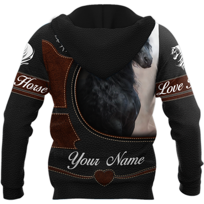 Personalized Name Friesian Horse 3D All Over Printed Unisex Shirts
