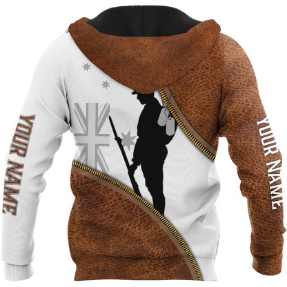 Tmarc Tee Custom name Remembrance Australia Soldier 3D print zip pattern shirts