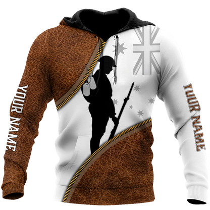 Tmarc Tee Custom name Remembrance Australia Soldier 3D print zip pattern shirts