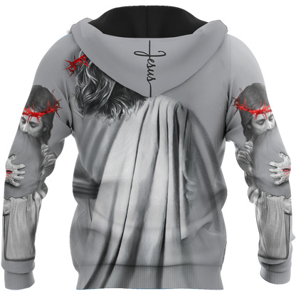 In the Arms of Lord v1 Grey Tone - Christian - 3D All Over Printed Style for Men and Women