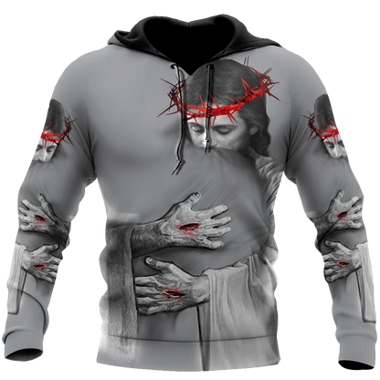 In the Arms of Lord v1 Grey Tone - Christian - 3D All Over Printed Style for Men and Women