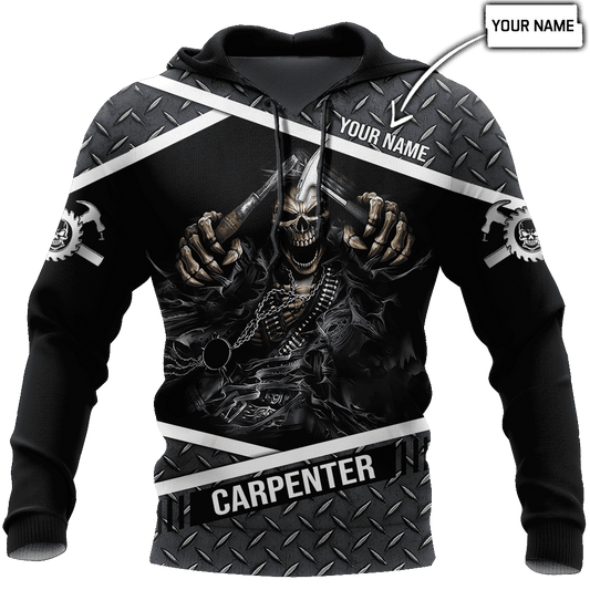 Personalized Name Carpenter 3D All Over Printed Unisex Shirts Metal Skull
