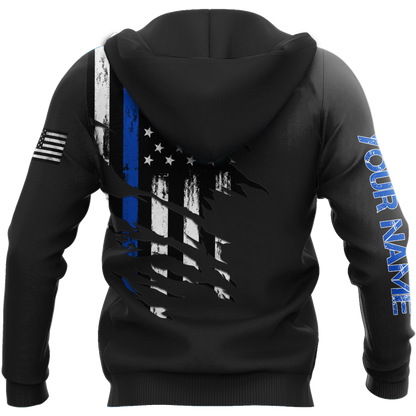 Thin Blue Line apparel US Law Enforcement custom name design 3d print shirts Proud Military