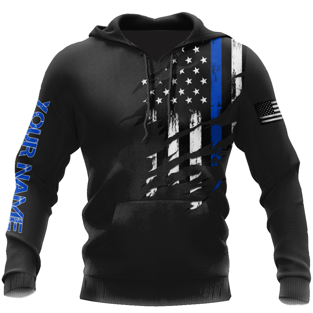 Thin Blue Line apparel US Law Enforcement custom name design 3d print shirts Proud Military