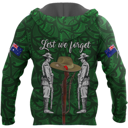 Lest We Forget Anzac Day Australia Golden Wattle And New Zealand Fern 3D Printed Shirts TN